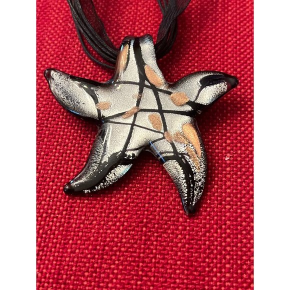 Pretty blown glass starfish necklace with matching earrings set: Handmade - Picture 3 of 9